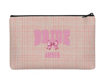 Custom Bride Name Bow Cosmetic Bag