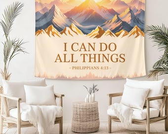 Tapijt Filippenzen 4:13 – Inspirerende muurkunst met bijbelteksten voor huisdecoratie