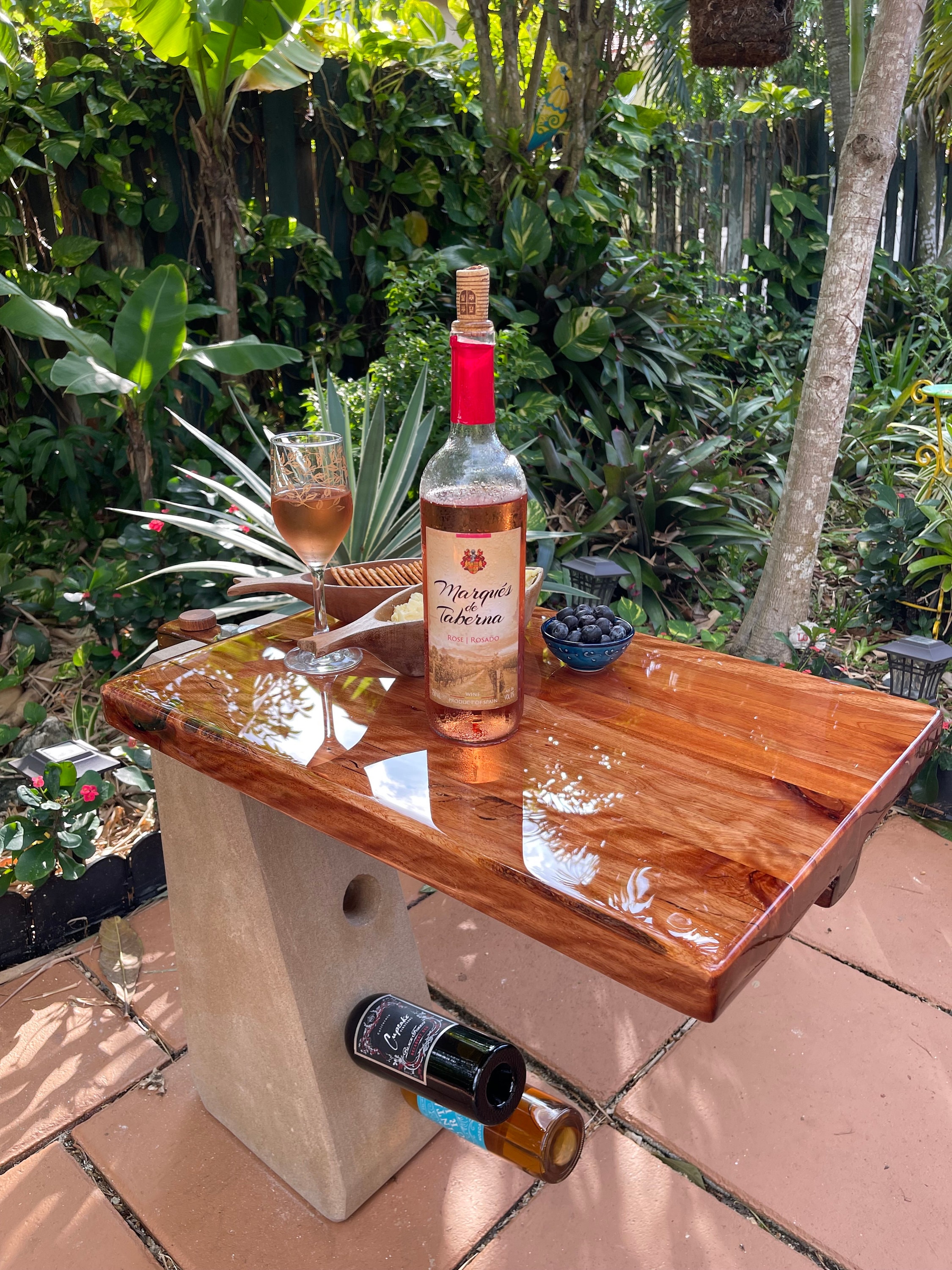 Custom Wine Rack Epoxy Table- Charcuterie Board Table Top- Limestone ...