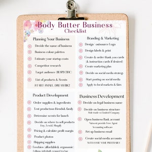 Body Butter Business Checklist, Business Launch  Check List, Business To Do List,  Business Start-up Checklist