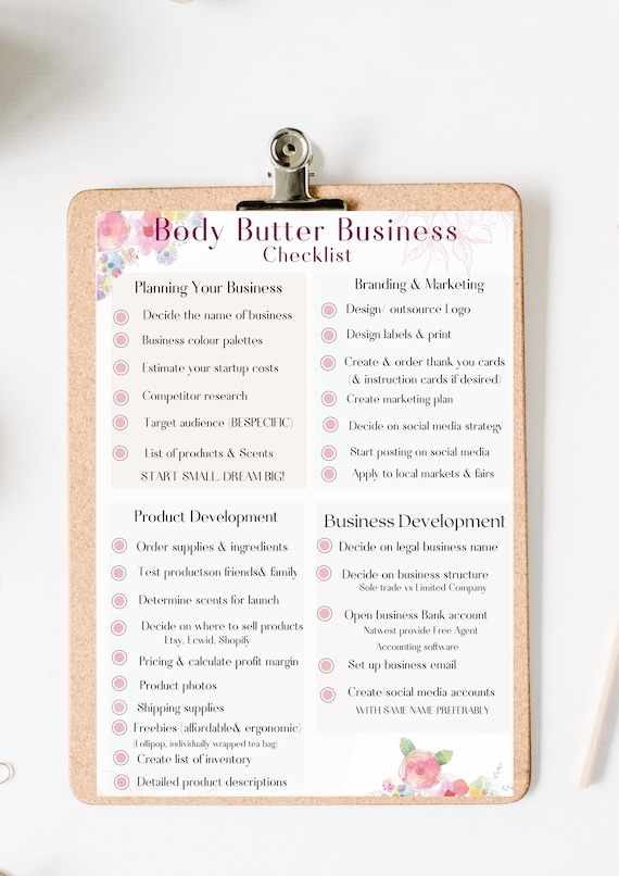 Body Butter Business Checklist Business Launch Check List Etsy