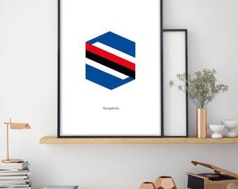 Sampdoria-letterwapenafdruk A3, 29,7 cm x 42 cm - Posterafdruk - Galerieafdruk - Voetbalclub - Alfabet - Logo - Lettertype - [digitale afdruk]