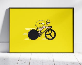 Bradley Wiggins Illustration: Cycling Art Gallery Print (Digital Print A3 29.7x42cm)
