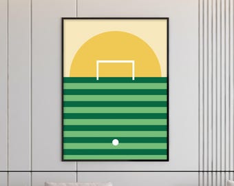 Summer Football Goal Print: Minimalist Matte Art Poster