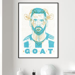 Messi Argentina GOAT A3 29.7 cm x 42 cm Portrait - Art Poster - Gallery Print - Football - Illustration - Exhibition Print [Digital Print]