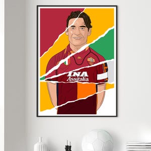 Totti Mashup AS Roma A3 29.7 cm x 42 cm- Poster Print - Gallery Print - Football Club - Illustration - Exhibition Print - [Digital Print]