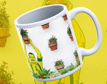 Cafu Football Mural Mug: Street Art Graffiti Drinkware
