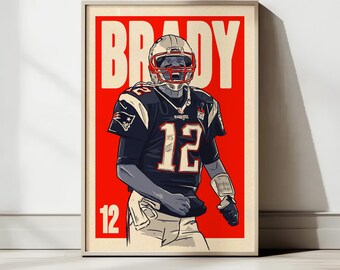 Tom Brady Illustration: NFL Art Gallery Print (Digital Print A3 29.7x42cm)