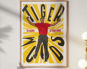 Tiger Woods Illustration: Golf Art Gallery Print (Digital Print A3 29.7x42cm)