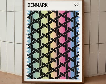 Denmark 92 Goalkeeper Shirt Swatch Art Print (Digital Print)