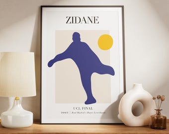 Zidane Goal Matisse Art Print: Real Madrid, Modern Football Poster