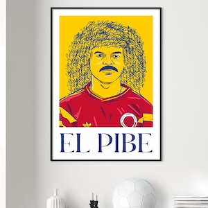 Carlos Valderrama Illustration: Colombia Football Gallery Print (Digital Print A3 29.7x42cm )