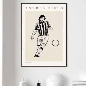 Andrea Pirlo Juventus A3 29.7 cm x 42 cm- Poster Print - Gallery Print - Football Club - Illustration - Exhibition Print - [Digital Print]