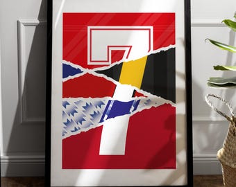Manchester United No.7 Football Shirt Print - Mashup Art (Digital Print 50x70cm)