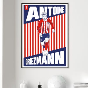 Antoine Griezmann Atlético Madrid A3 29.7 cm x 42 cm - Poster - Gallery Print - Football - Illustration - Exhibition Print - [Digital Print]