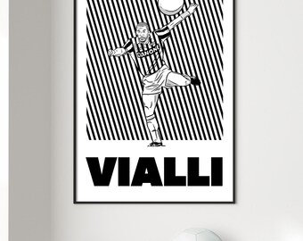 Gianluca Vialli Juventus Illustration: Football Art Poster (Digital Print A3 Size 29.7 x 42 cm)