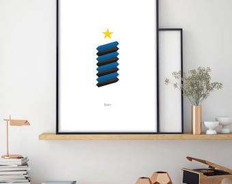 I-letterlogo van Inter Milan: logo voetbalclub (digitale print, A3, 29,7 x 42 cm)