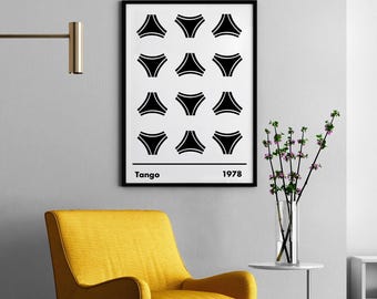 Grafika artystyczna z motywem piłki nożnej Bauhaus: Wzór piłki tango z 1978 r. (Druk cyfrowy)