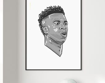 Vini Jr Real Madrid Illustration: Football Art Print (Digital Print)