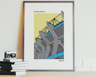 Estadio Azteca Mexico Poster Print: Hand-Drawn Football Art (Digital Print A3 Size 29.7x42cm )