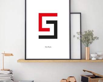 Stampa con stemma della lettera del São Paulo Football Club (stampa digitale)