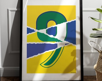Ronaldo Brazil No. 9 Mashup Art Print: Football Shirt Gallery (Digital Print)