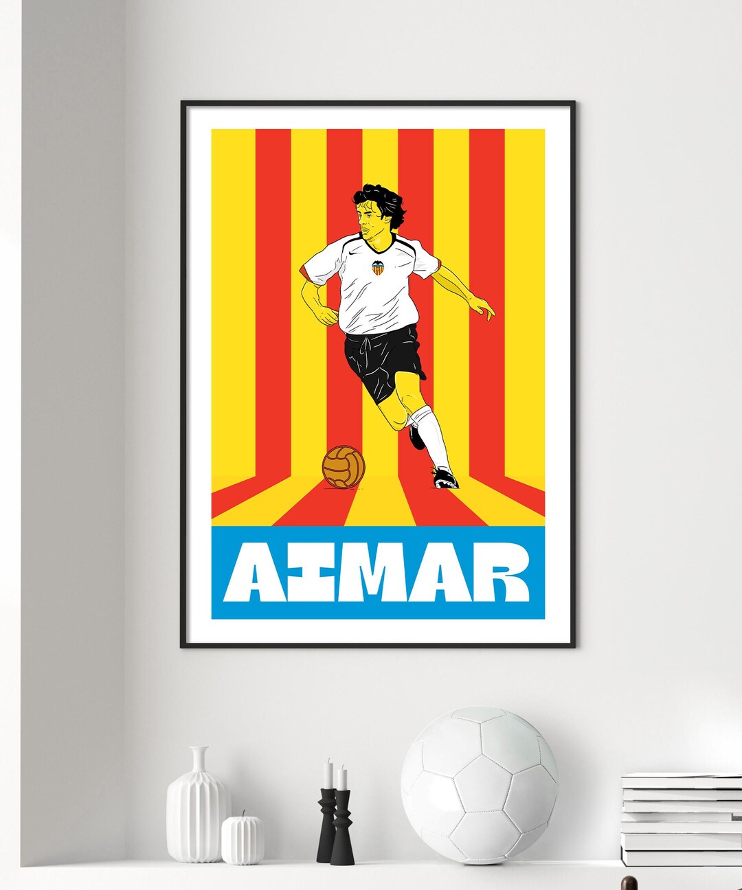 Pablo Aimar Valencia Illustration: Football Art Poster Print