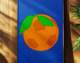 Football Orange Print: A3/A2 Kitchen Wall Art (Digital Print)