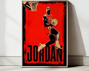 Michael Jordan Illustration: Basketball Art Gallery Print (Digital Print A3 29.7x42cm)