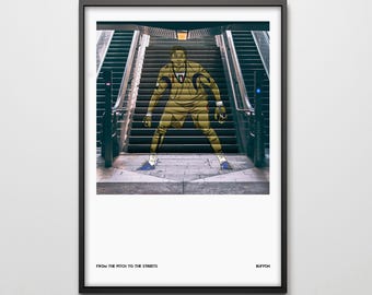 Buffon Football Street Art Print: Italy Mural Graffiti (Digital Print A3 29.7x42 cm )