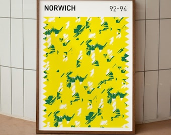 Norwich 92/94 Home Shirt Swatch Art Print (Digital Print)