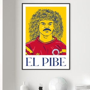 Carlos Valderrama Football Art Print: Colombia Illustration, Gallery Quality