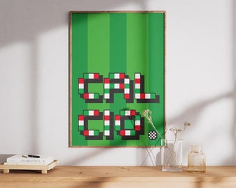 Retro Calcio Football Print: Bold Italian Style Wall Art (Digital Print A3 A2 )