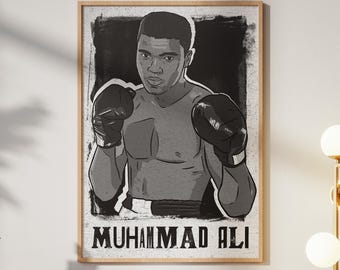 Muhammad Ali Illustration: Boxing Art Gallery Print (Digital Print A3 29.7x42cm)