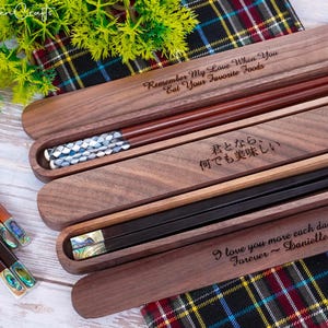 personalized engraved chopsticks set father day gift with chopstick rest,custom wedding chopsticks favor,mother day,korea japanese chopstick image 8