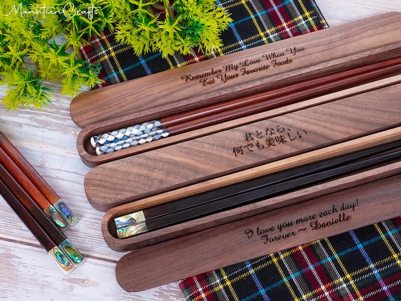 personalized engraved chopsticks set father day gift with chopstick rest,custom wedding chopsticks favor,mother day,korea japanese chopstick image 8