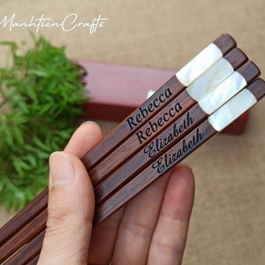 Custom engraved chopsticks personalized Christmas gifts with chopstick rest,wedding chopsticks favor, korea-japanese Reusable chopsticks C