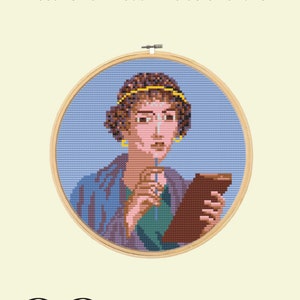 Pompeii Woman Cross Stitch Pattern: Ancient Roman Fresco (Digital Download)