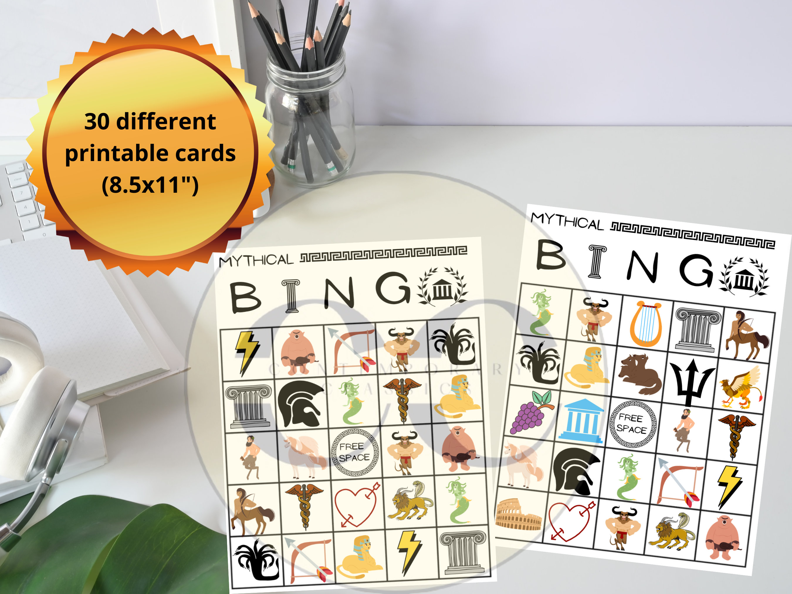 Greek Mythology Bingo, Printable Instant Download, 30 Cards - Etsy ...