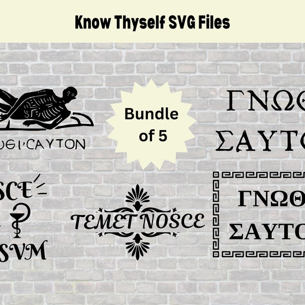 Ensemble SVG Connais-toi toi-même | Nosce Te Ipsum SVG | Téléchargements numériques SVG Gnothi Seauton