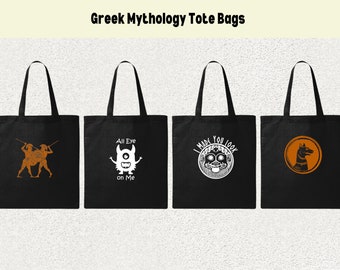 Ancient Greek Inspired Tote Bags - Choose 1 of 4 Black Tote Designs