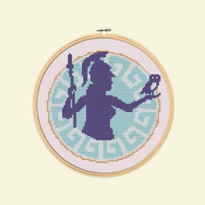 Athena Cross Stitch Pattern: Greek Mythology Silhouette (PDF Pattern)