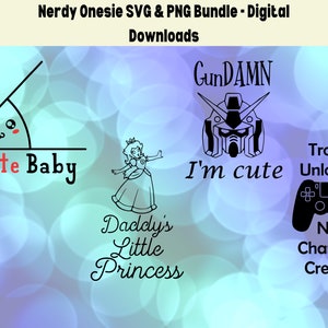 Lustiges Baby Strampelanzug SVG Bundle | Gamer, Anime & Mathe Designs | Perfekte Babypartygeschenke und Geschenke | Geschlecht offenbaren Baby Geschenk