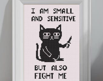 Grappige subversieve kat kruissteekpatroon digitale download