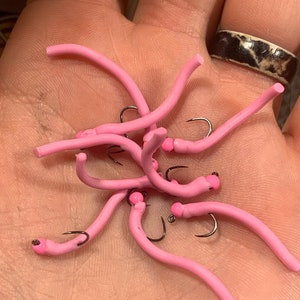 3x pink squirmy worm