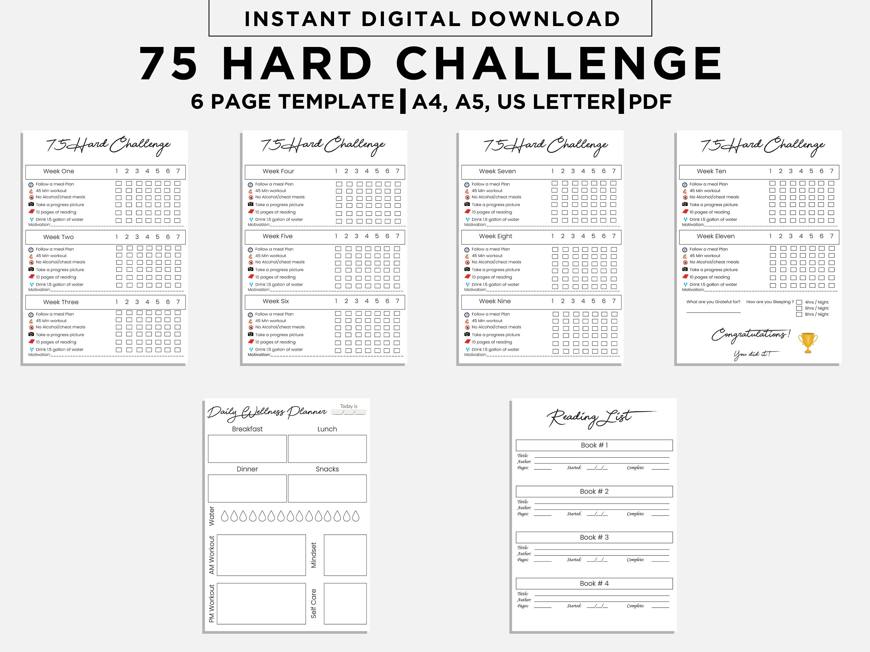 Editable 75 Hard Challenge Tracker V2 Lupon gov ph