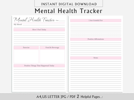 Mental Health Tracker DBT Journal Depression Therapy Journal Etsy Mental Health Tracker DBT Journal Depression Therapy Journal Etsy