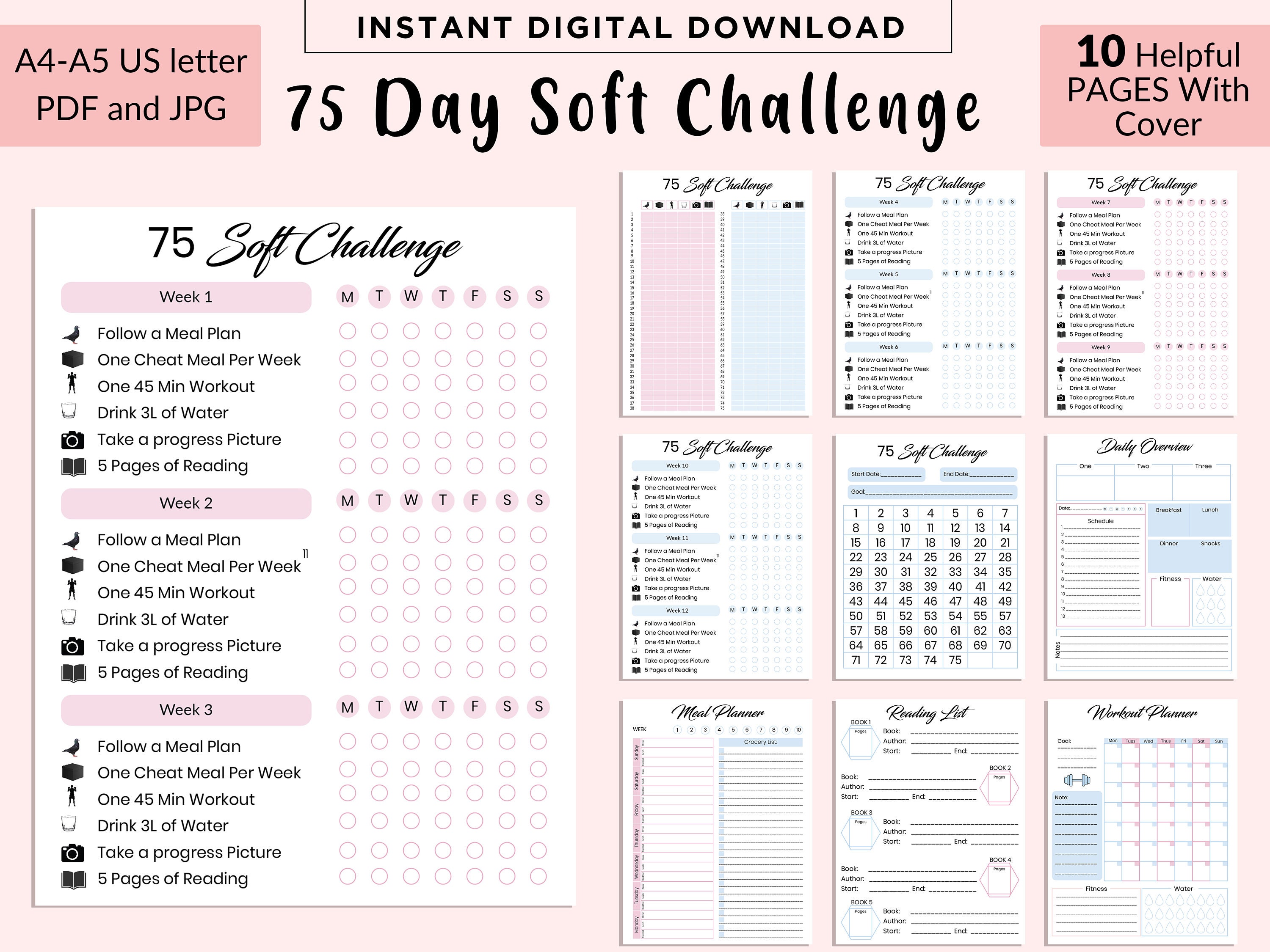 Editable 75 Day Tough Challenge Hard Rules PDF Printable Australia 