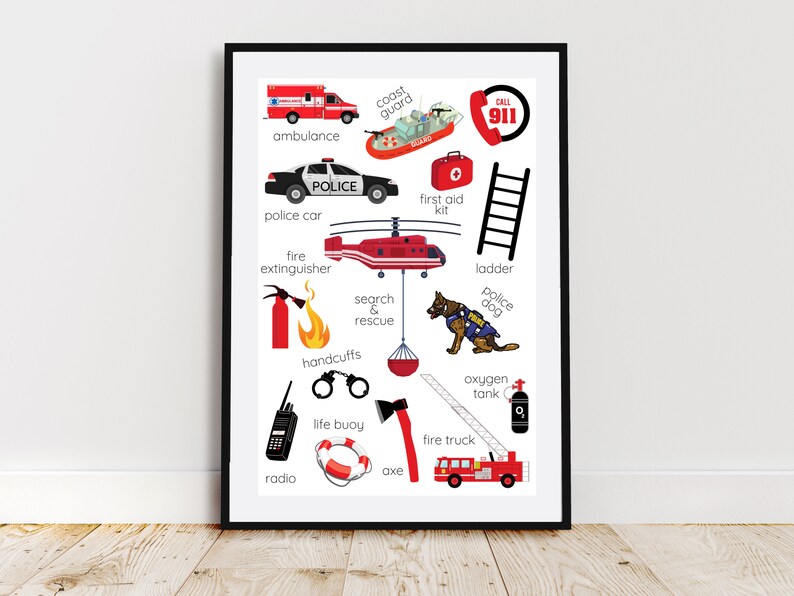 Printable Emergency Vehicles Wall Art Rescue Trucks Nursery - Etsy