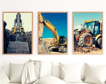 Construction Vehicle Photography Prints: Digger, Backhoe, Excavator (Digital Download)
